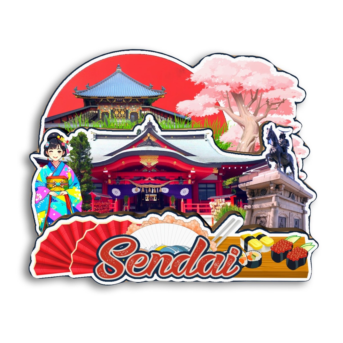 Sendai Japan Refrigerator magnet 3D travel souvenirs wood | eBay