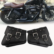 Motorcycle Saddlebags Side Bag Luggage Black PU For Harley Sportster XL 1200 883