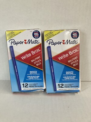 (x2)Paper Mate, Blue, Smooth Writing, 1.0MM Ballpoint, Medium Point, 12 pens/box