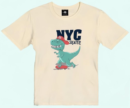 Roar into Birthday Fun with Dinosaur Skater Squad Shirts for Boys - NYC Dino Shi - Picture 2 of 4
