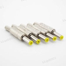 Silver Metal 5.5x2.1mm DC Power Male Plug Jack Adapter Connector Yellow Head