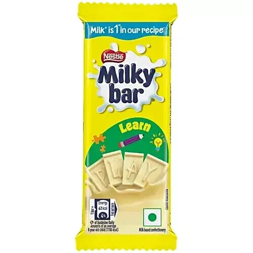 Barra de Tabletas Nestlé Milkybar Cremosa de Chocolate Blanco, 12grm cada una (paquete de 10 piezas)