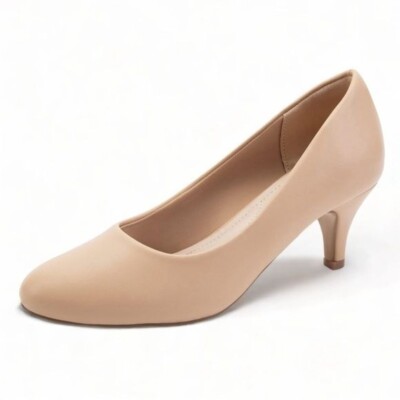 Greatonu Women's Round Toe Low Heels Closed Toe Dress Shoes, Size