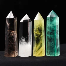 Natural Quartz Crystal Point Wand Healing Meditation Stone Obelisk Column Reiki