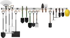 Adjustable 69'' Aluminum Garage Tool Organizer Hooks for Shovels, Brooms & More