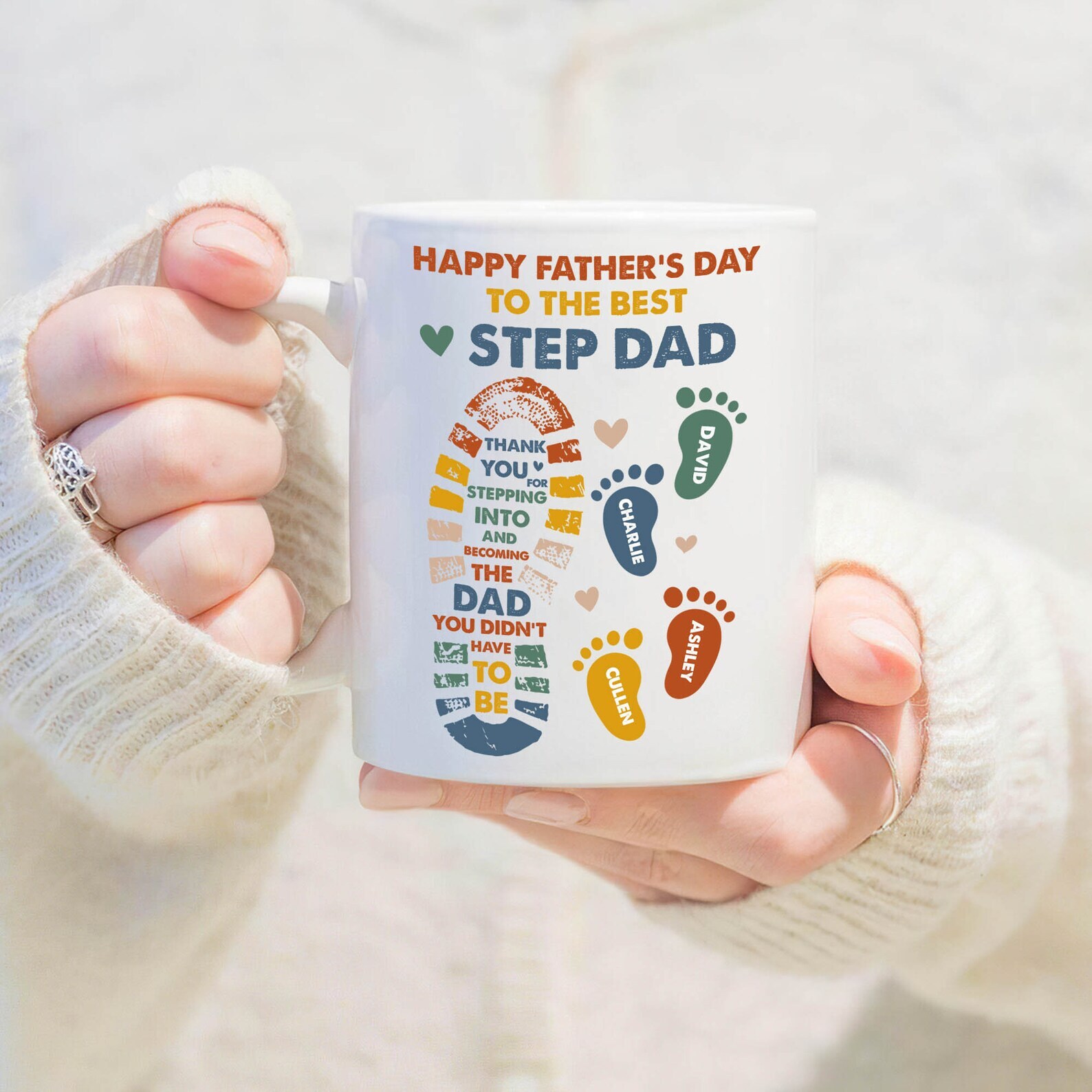 Personalized Name Gifts Mug Happy Father's Day To The Best Step Dad Father's Day