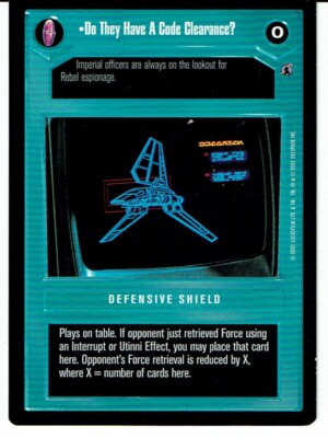 STAR WARS CCG REFLECTIONS III DARK SIDE PREMIUM DO THEY HAVE A CLEARANCE CODE ex