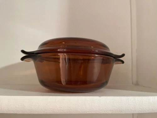 Vtg Fire King Anchor Hocking #472 Glass Amber Brown Baking Casserole Dish W/ Lid