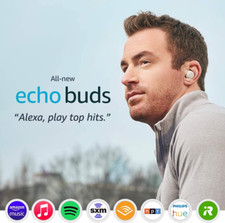 Amazon Echo Buds 2nd Gen Glacier White Wireless Earbuds Alexa Noise Cancellation