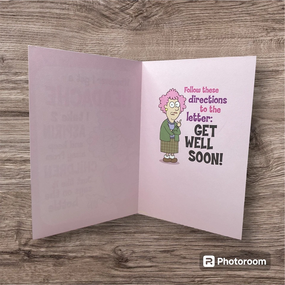 Aunty Acid Get Well Card Funny Humor Him Men Her Woman Leanin Tree Greeting Card - Image 2 of 2