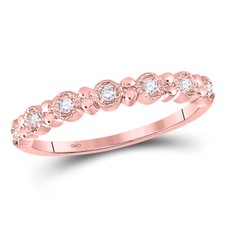 10kt Rose Gold Womens Round Diamond Stackable Band Ring 1/10 Cttw Style 128678