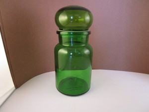 Vintage Emerald Green Glass Apothecary Jar Bottle Canister Made In Belgium Ebay