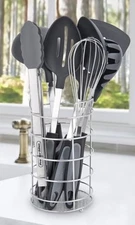 Proctor Silex PGA601 8 Piece Aluminum Home Cooking Kitchen Utensil Set, Black