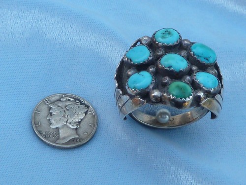 Anillo estilo nativo americano vintage, esterlina, turquesa natural de la Bella Durmiente, - Imagen 5 de 5