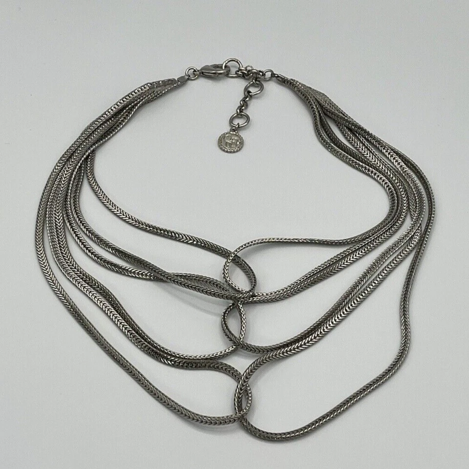 "Collar Jessica Simpson tono plata capas lazos 16-18""" Foto 4 de 4