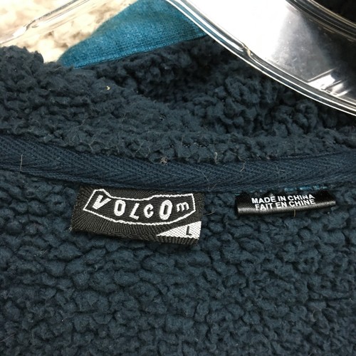 Volcom Hoodie Large Adult Blue Full Zip Sweatshirt Fleece Lined Pockets Mens L - Picture 6 of 12