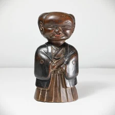 Antique Wooden Sculpture of a Nobleman, Japan, 19th Century Meiji Period