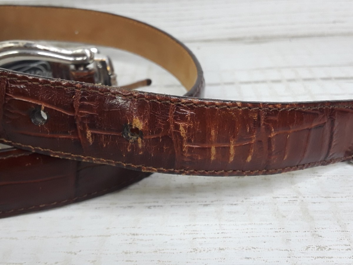 Brighton Croc Embossed Womens Western Brown Leather Belt 