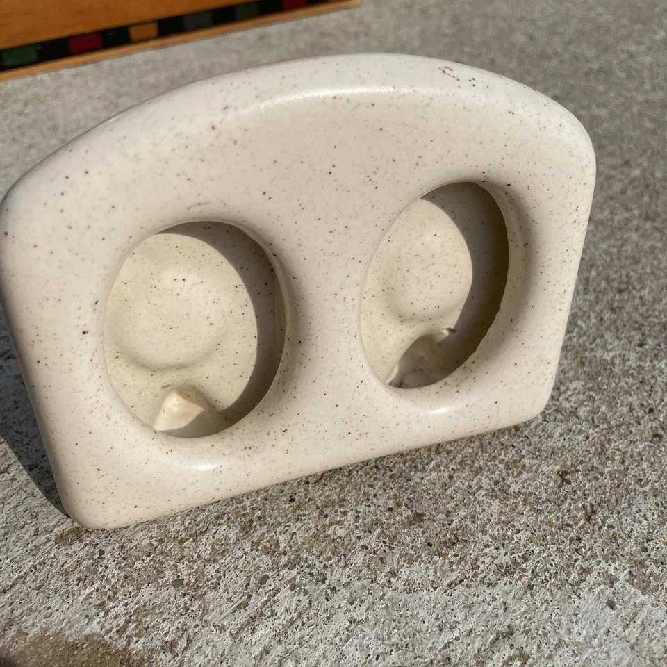 Vintage Ceramic White Speckled Double Oval Picture Frame Free Standing - HN - Image 2 of 4