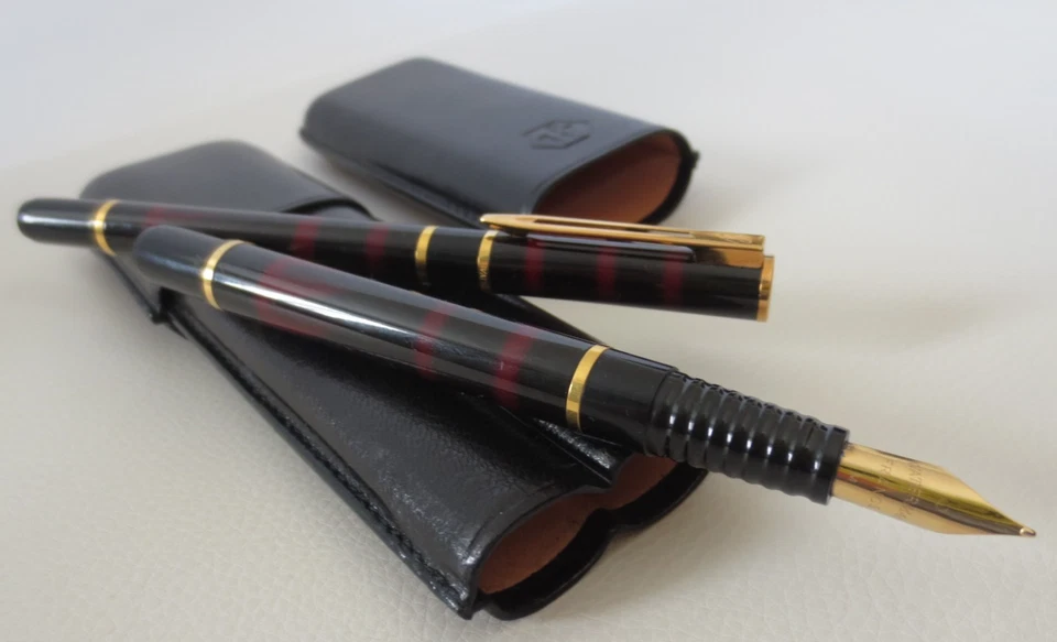 Waterman Laureat I, Füllhalter + Rollerball + Lederetui, frühe 1980er-Jahre - Bild 2 von 4