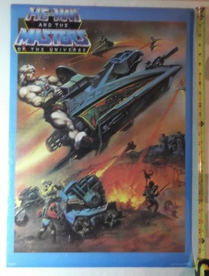 He-Man Battle Ram Jet Sled Battle MOTU Poster Vtg 1983 19 X 27 Original promo