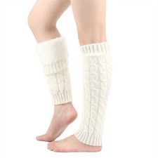 Women Winter Warm Lined Leg Warmers Long Knit Knitted Crochet Socks Leggings UK