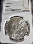 1884-O MORGAN SILVER DOLLAR :: NGC MS-63 ::