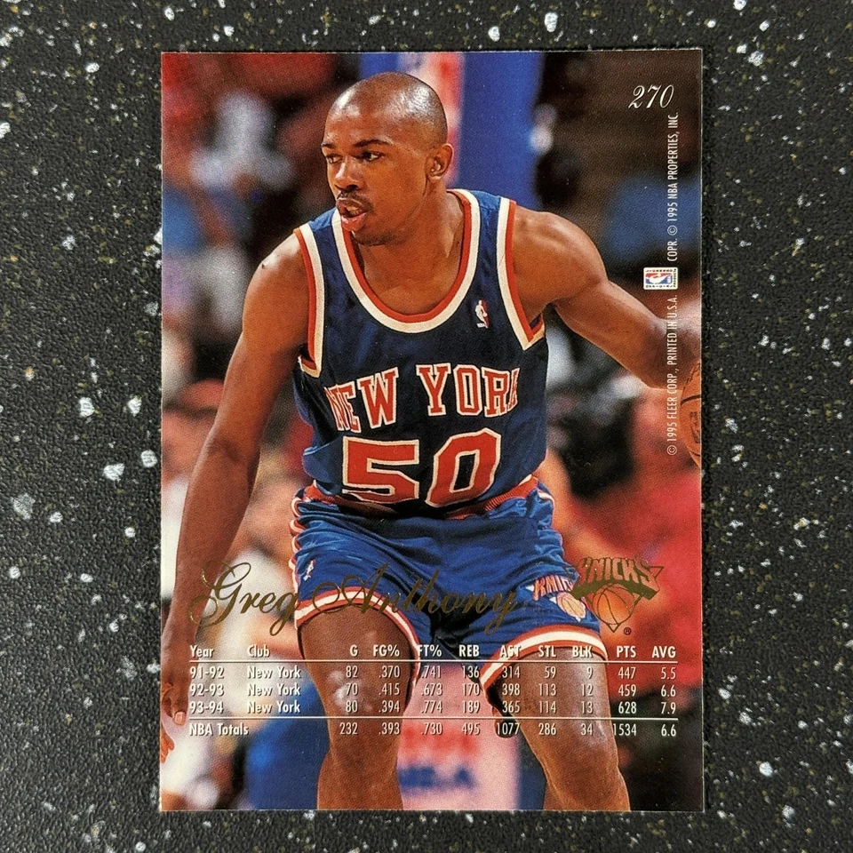 Greg Anthony 1994-95 Fleer Flair #270 New York Knicks - Image 2 of 2