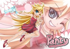 Anime panty and stocking with garterbelt blonde blue Custom Gaming Mat Desk