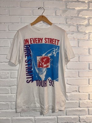 VINTAGE Dire Straits Shirt Men XL White  On Every Street 1992 Tour Hanes Tee USA