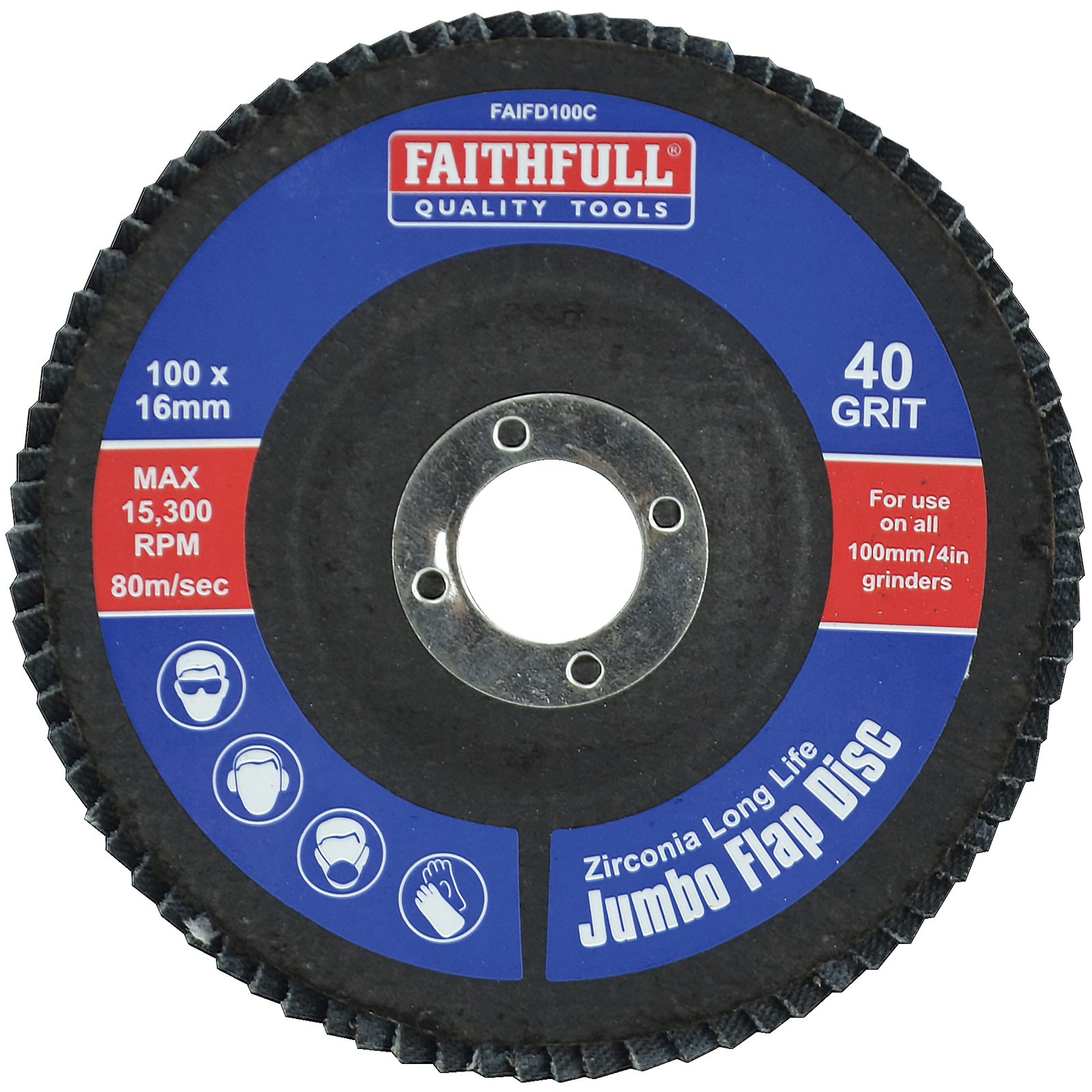 Faithfull Abrasive Jumbo Flap Disc 100mm Coarse