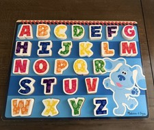 Melissa  Doug Blue  s Clues Wooden Alphabet Puzzle, 26-Piece Chunky Set