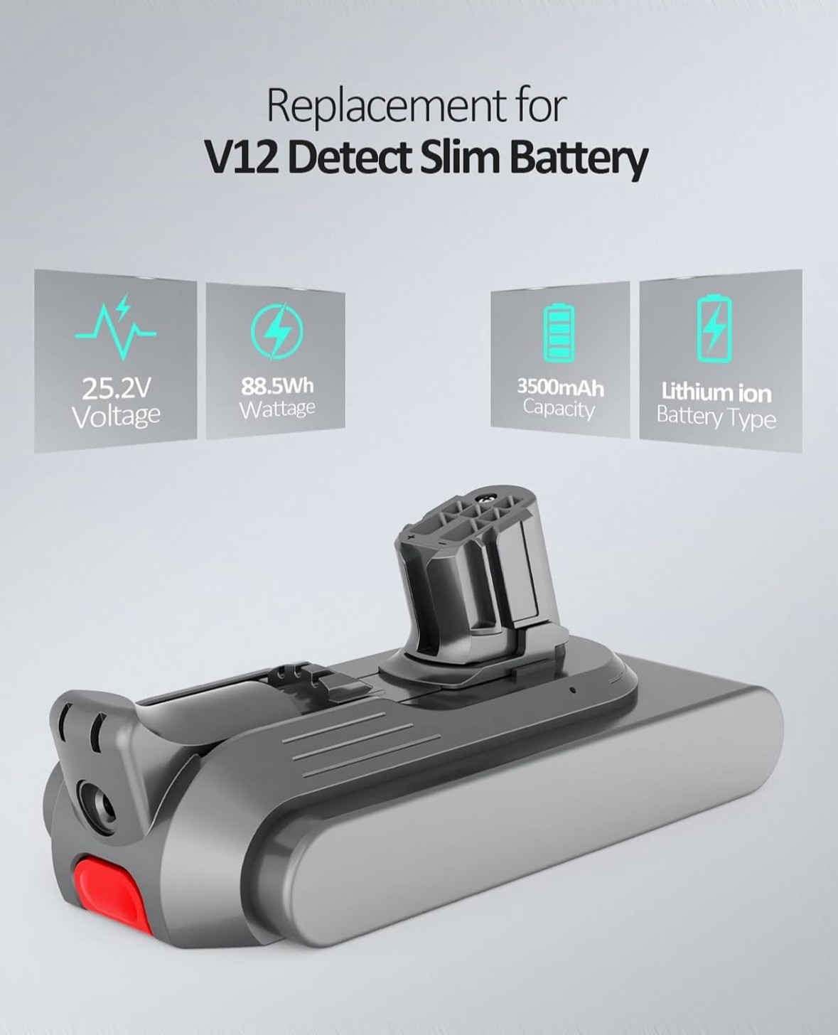 3500mAh 25.2V Replacement for Dyson V12 Battery, Replacement Battery Compatible