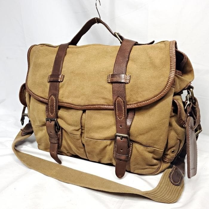 Ralph Lauren Vintage Military Canvas Leather Messenger Bag 34cmx50cm Excellent