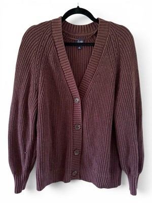 GAP Shaker Boyfriend Cardigan Sweater Espresso Brown Oversized Women's Medium