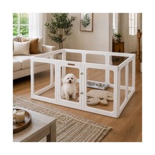 Jalove 10PCS Dog Playpen Clear Puppy Playpen Indoor, 24" H Easy Assemble White