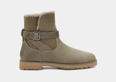 UGG Romely Buckle Boots Women's 9 Olive Green Leather Sheepskin