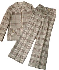 Vintage Dagger Collar Junior House Plaid Pant Suit Women's Size 9-10