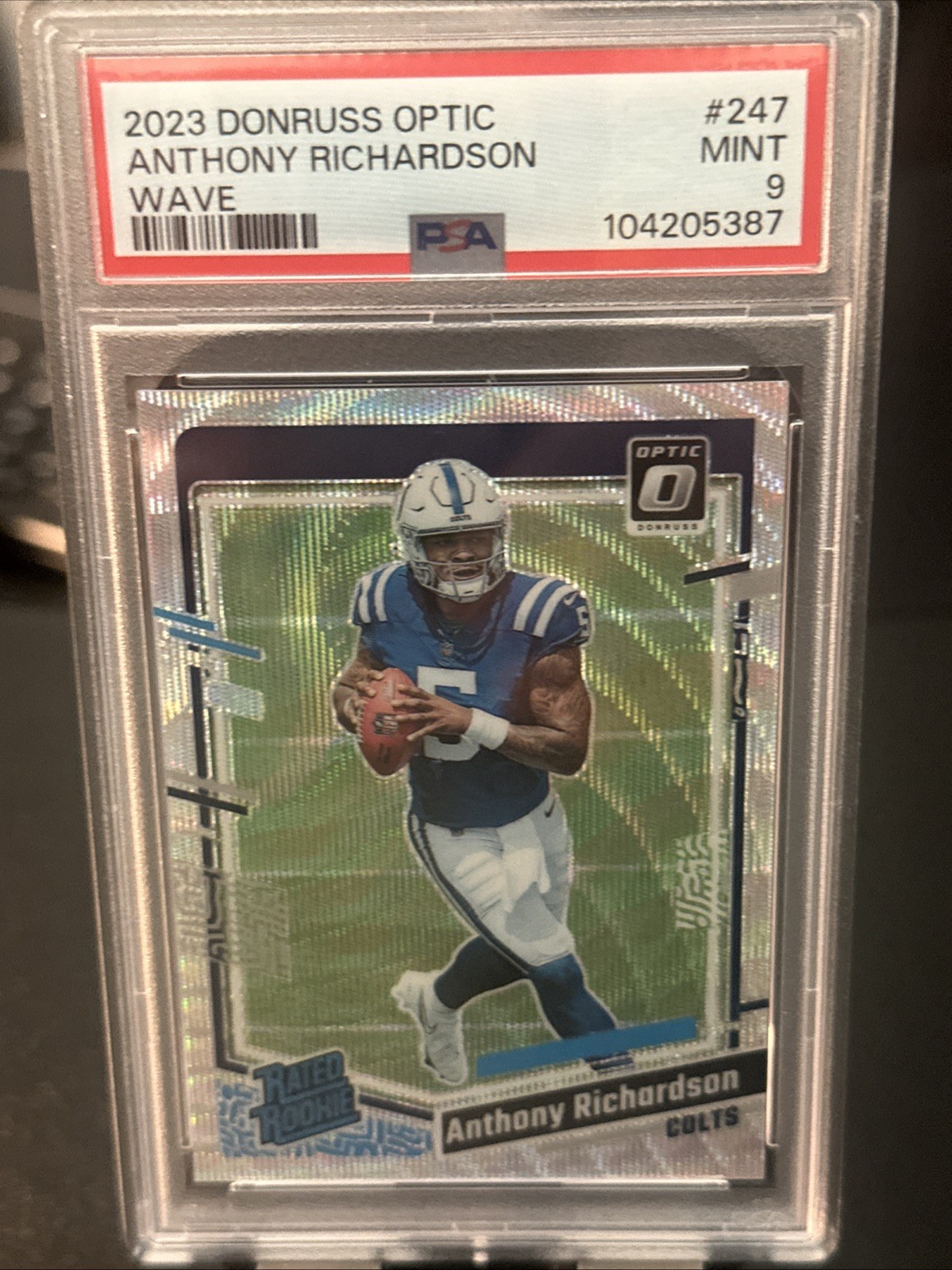 ANTHONY RICHARDSON 2023 DONRUSS OPTIC #247 RC WAVE PRIZMS SP #156/300 PSA 9 MINT
