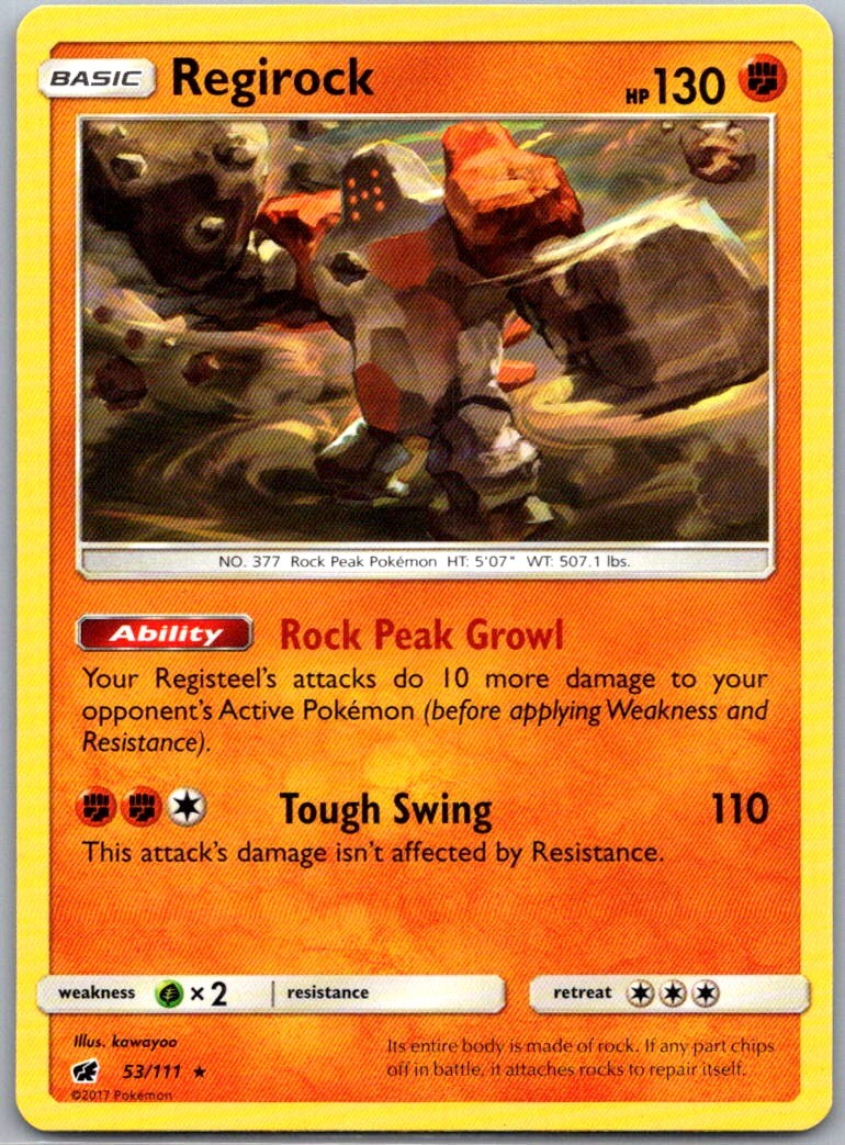 Regirock 53/111 SM - Crimson Invasion Rare Normal NM