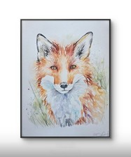 ORIGINAL watercolour painting, FOX, signed Elle Smith Art, Fine Art, Wildlife 