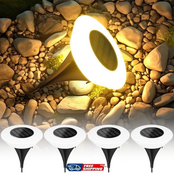 Solar Ground Disk Lights 14 LED Waterproof Outdoor Garden Pathway Lamp