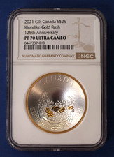2021 Kanada Silber PP 25 $ M&uuml;nze "Klondike Gold Rush" NGC PF70 mit Etui & COA