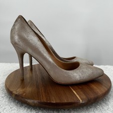 Badgley Mischka Shoes Womens Size 9.5M Champagne Gold Leather Heels Formal Pumps