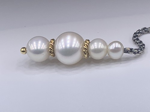 David Yurman Pearl Dangle/Drop Earrings in Sterling Silver & 18K Yellow Gold - Picture 4 of 10