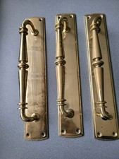 Reclaimed Polished Brass Door Handle On Back Plate