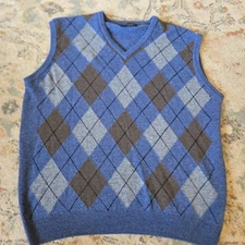 Hawick Knitwear Scotland 100% Lambs Wool Argyle Sweater Vest Mens XL