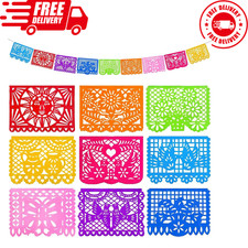 2 Packs Mexican Party Decoration 18 Feet Plastic Papel Picado Fiesta Banner Cin