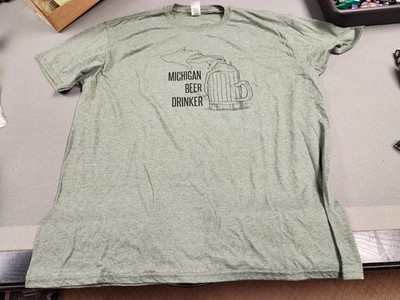 XXL Men's T-Shirt Michigan Beer Drinker T-Shirt MBD Mitten Hand Craft Gildan 