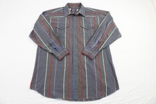 PANHANDLE SLIM Vintage Stripe Pearl Snap Gray Western Shirt Mens Size 18/35
